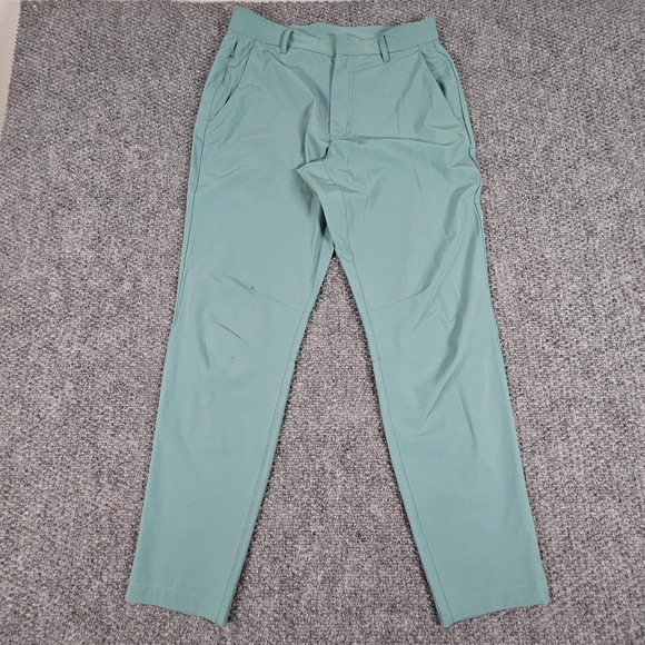Fabletics Mens Golf Performance Pants 30x32 Green Zip‎ Pockets Athletic Fit - Picture 2 of 6
